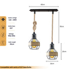Retro Hemp Rope Ceiling Pendant Light Ceiling Rose With Adjustable ~1214
