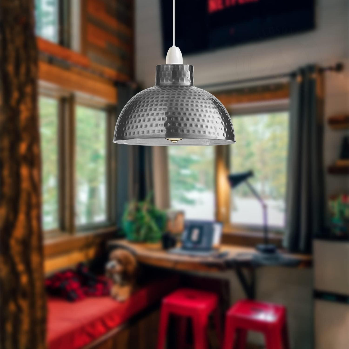 DC Voltage 26cm Metal Dome Lampshade with E27 Reducer Ring ~1215