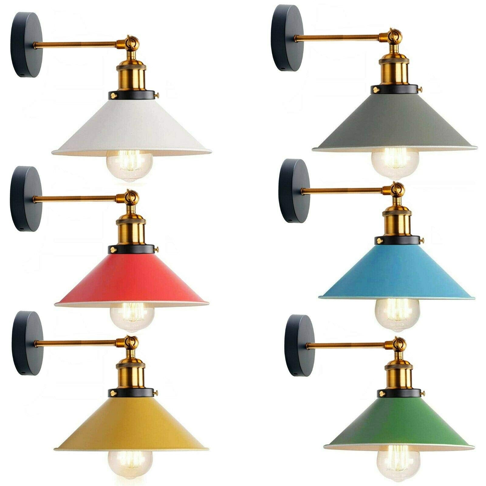 Industrial Metal Wall Sconce – Vintage Cone Shade E27 Fixture ~1063