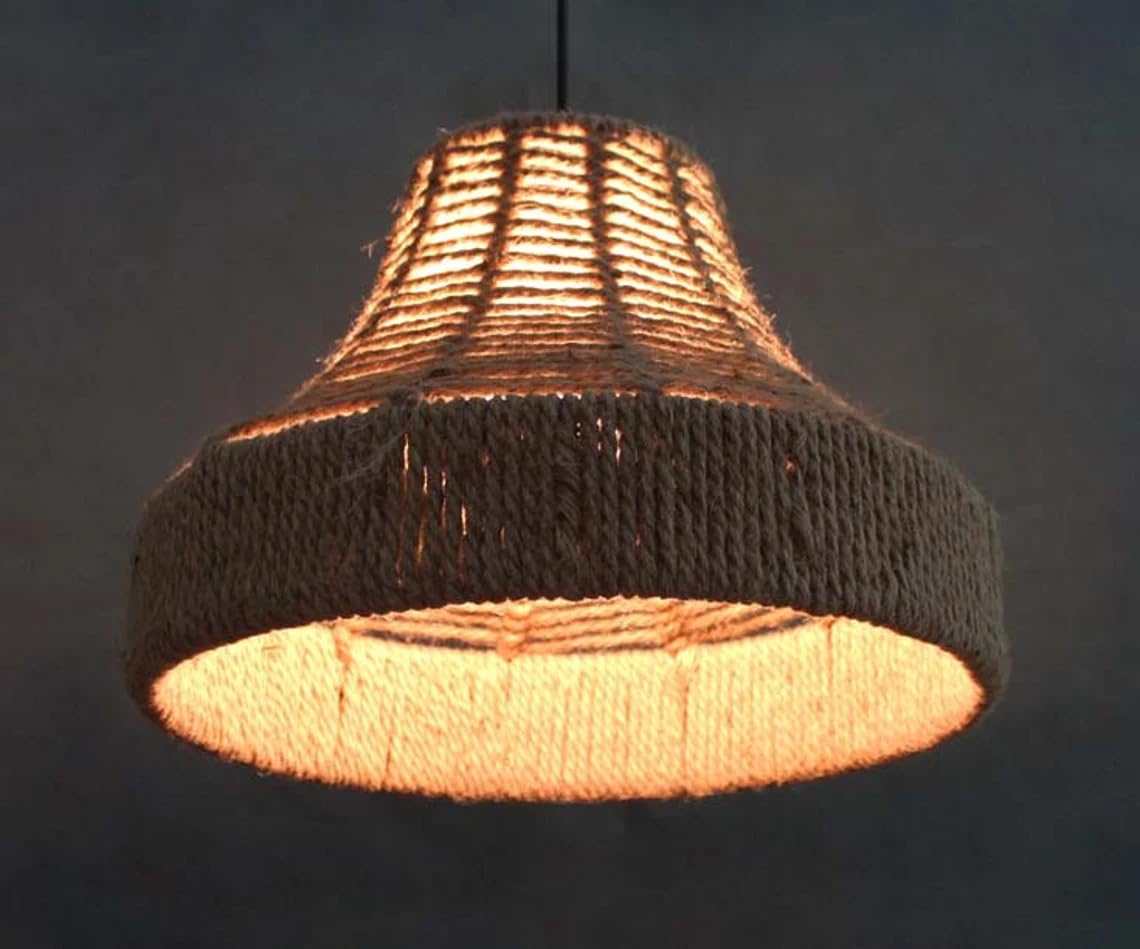 boho hemp rope pendant lamp