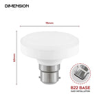 LED light bulb with dimensions and B22 base details 