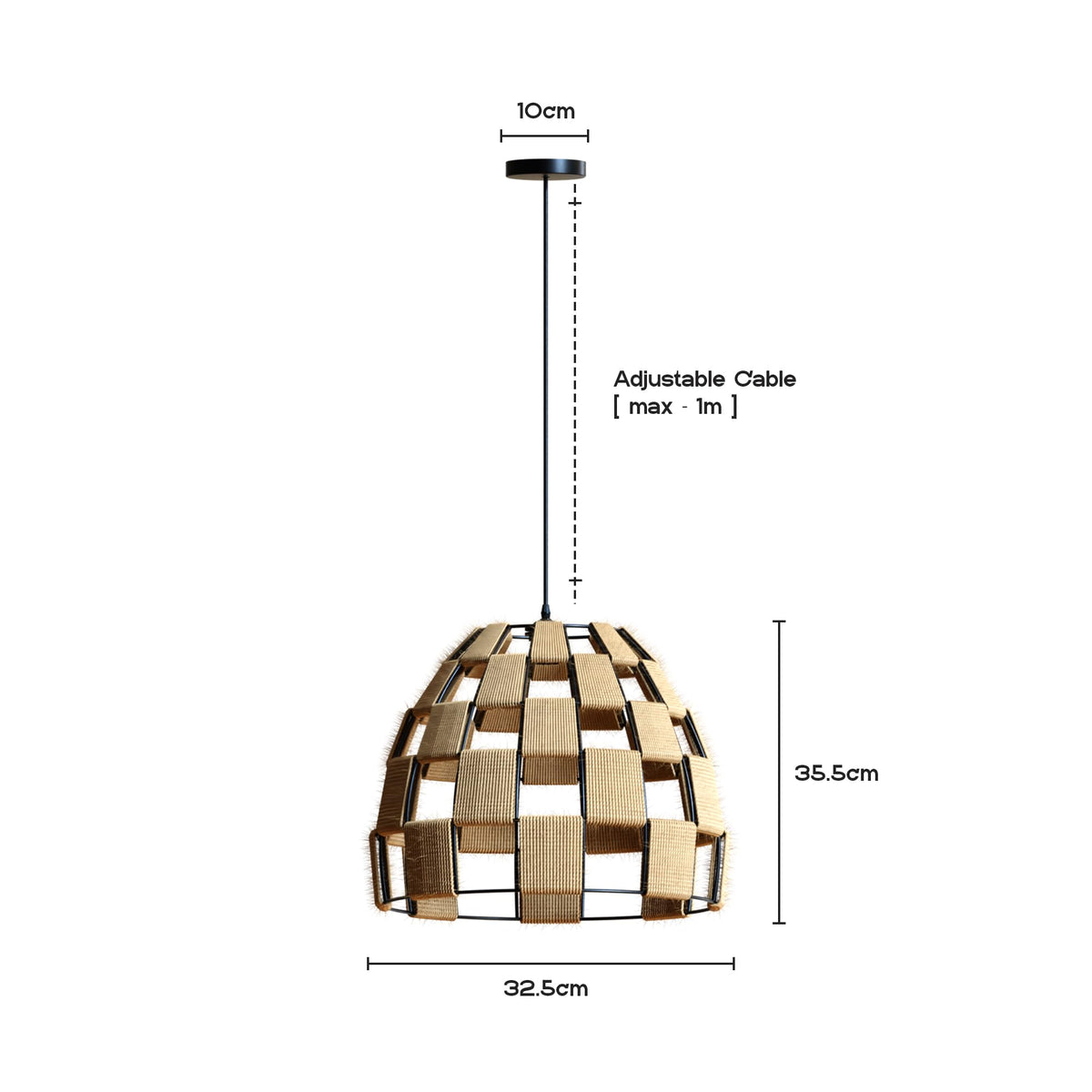 black metal hemp rope light sh