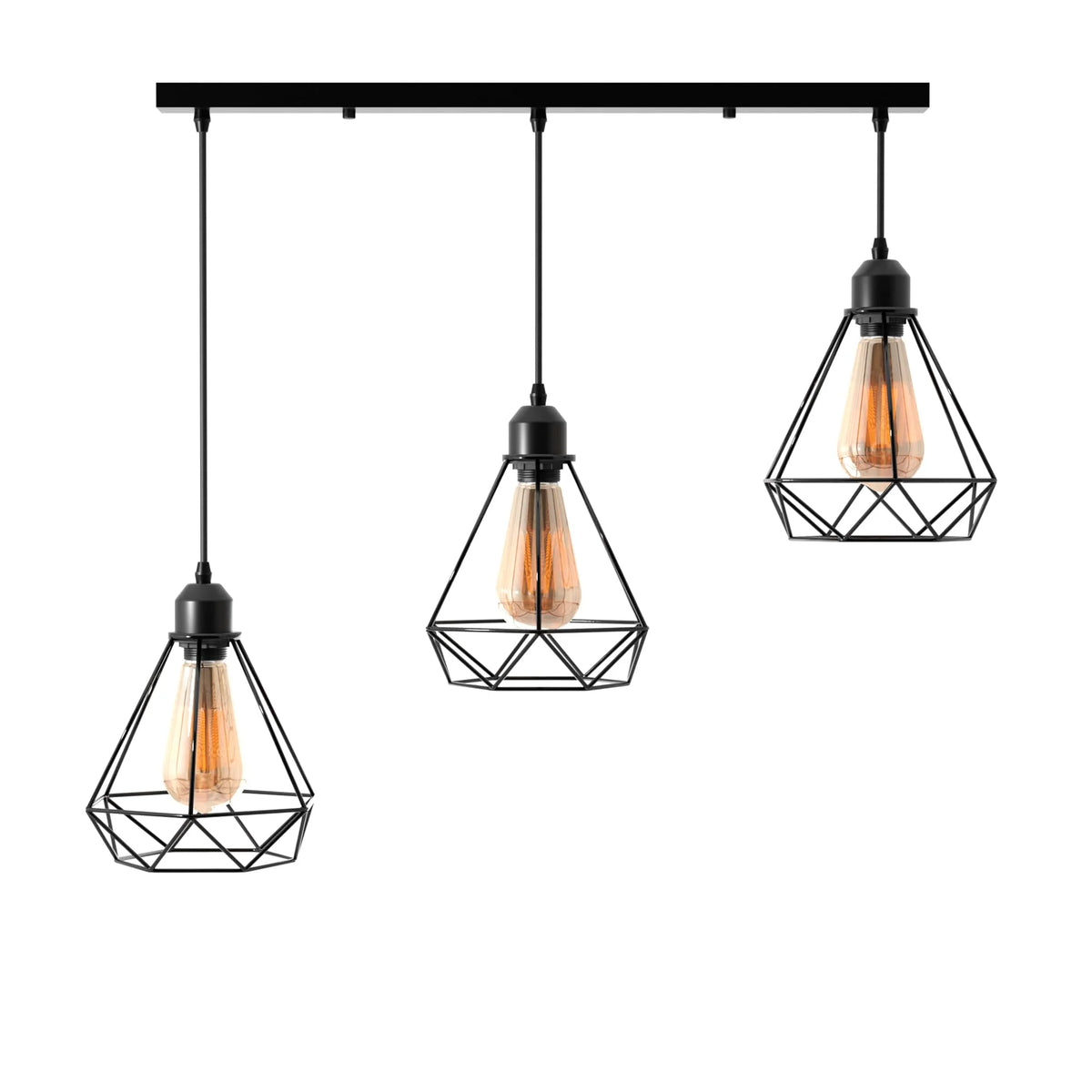 Vintage 3 Way Wire Cage Ceiling Light Kit ~1242