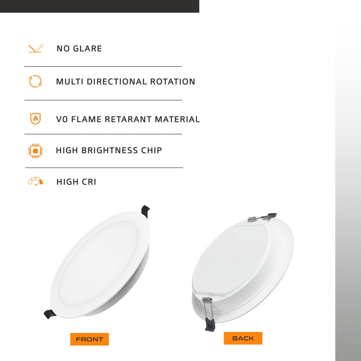 Modern 5W Round Recessed LED Downlight 6000K 550lm ~1223