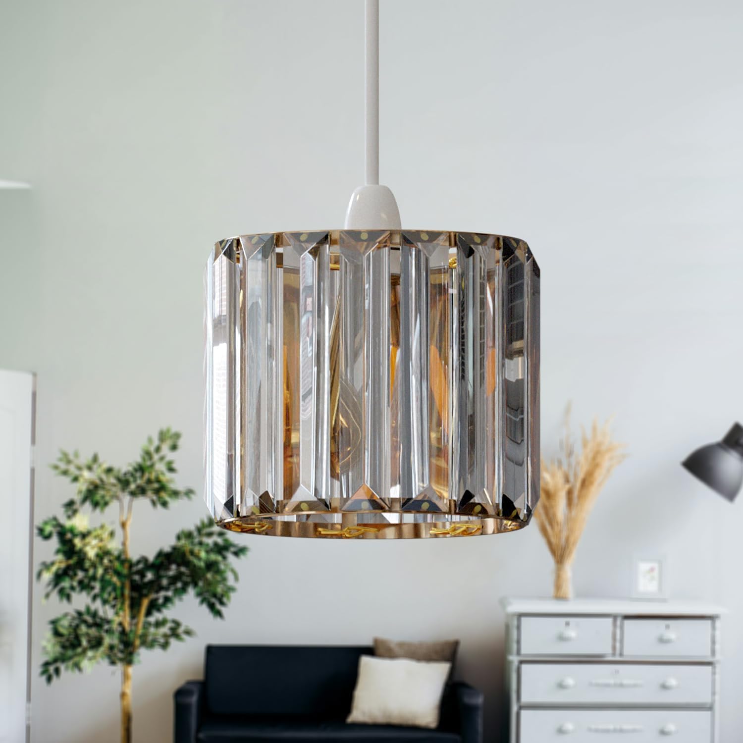 lampshade light crystal gold