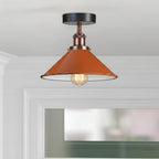 Modern Flush Mount E27 Flush Ceiling Light – Metal Cone Shade ~1218