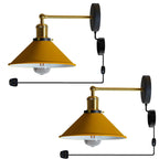 2 Pack Industrial Plug-In E27 Wall Light with Dimmer Switch – 2m Cord ~1205