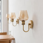 Arm Fitting Amber Glass Vintage Wall Sconce Light E27 ~1191