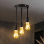 3 Light E27 Semi Flush Ceiling Light – Black Metal ~1224