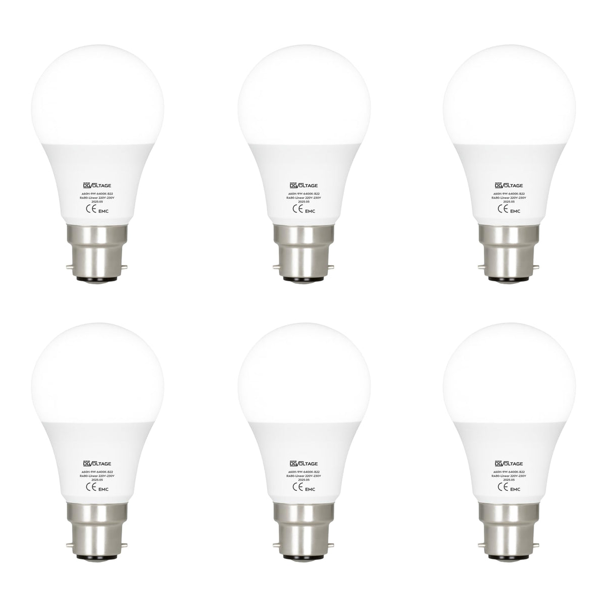 B22 A60 LED GLS Bulb 9W – 806lm 6400K Cool White ~1225