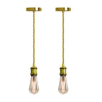 Vintage Brass E27 Pendant Light Fitting – 195cm Twisted Fabric Cable ~1226