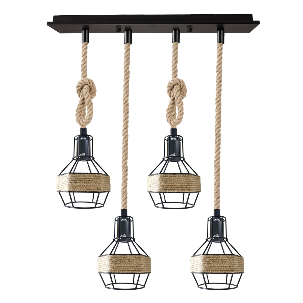 Retro Hemp Rope Ceiling Pendant Light Ceiling Rose With Adjustable ~1214
