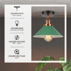 Modern Flush Mount E27 Flush Ceiling Light – Metal Cone Shade ~1218