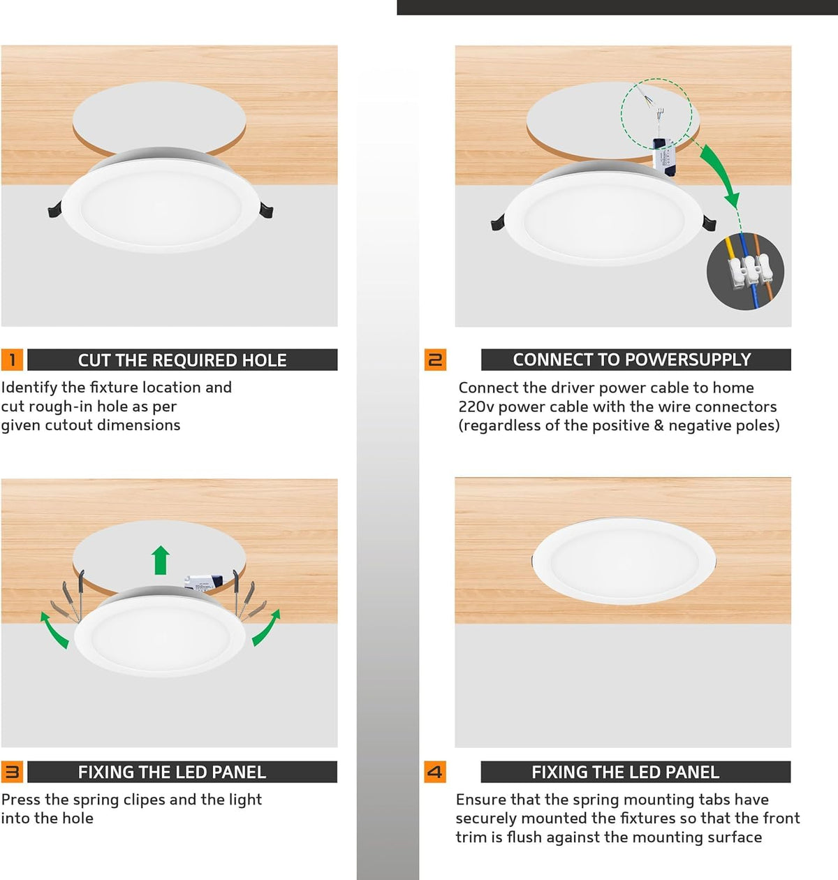 Modern 5W Round Recessed LED Downlight 6000K 550lm ~1223