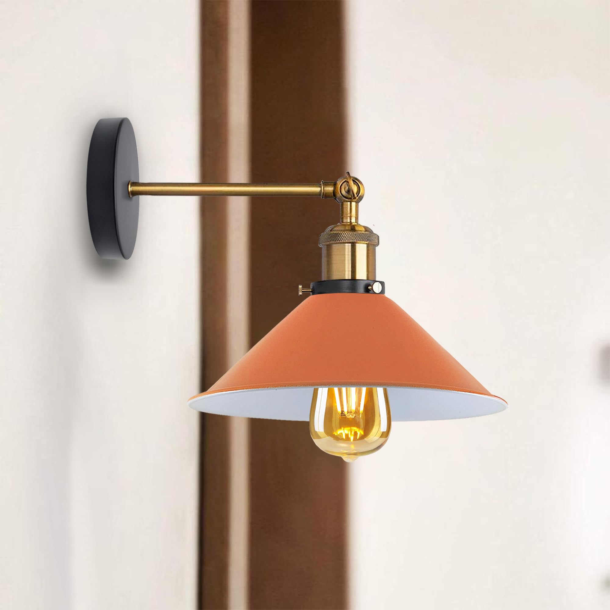 Industrial Metal Wall Sconce – Vintage Cone Shade E27 Fixture ~1070