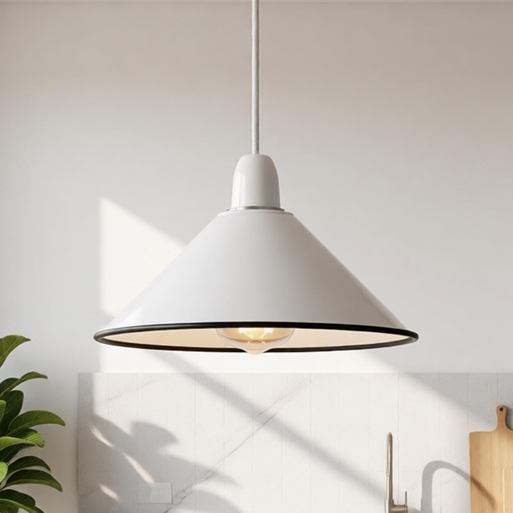 White Metal Cone Lampshade | 22cm Industrial Easy Fit Shade