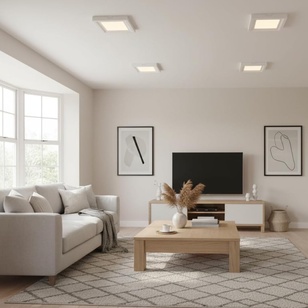 Square Recessed LED Panel Light – Slim Cool White 6000K Ceiling Light ~1220