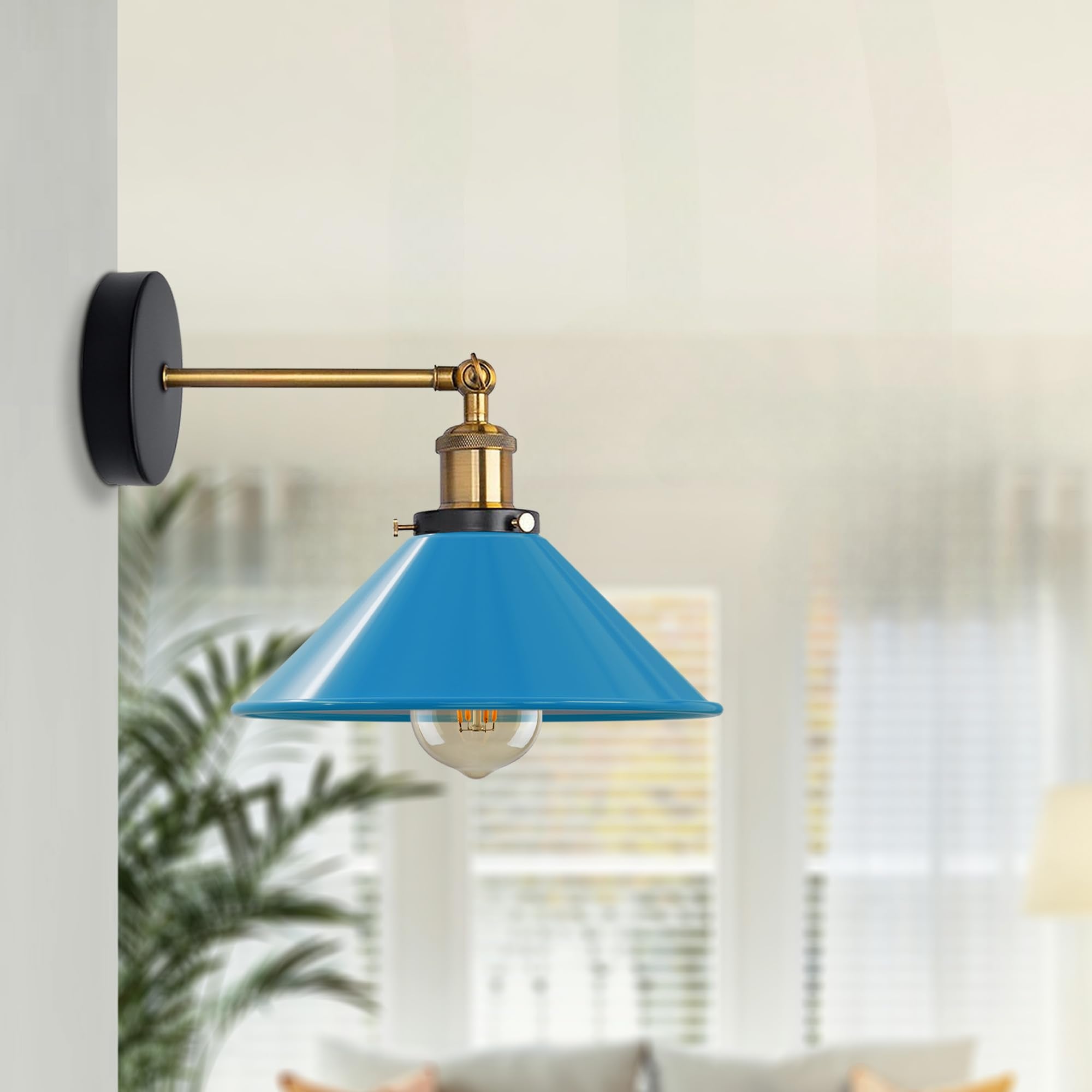 Industrial Metal Wall Sconce – Vintage Cone Shade E27 Fixture ~1070