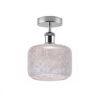 Modern Semi Flush Ceiling Light Chrome Fitting Textured Frosted Glass Shade ~1201