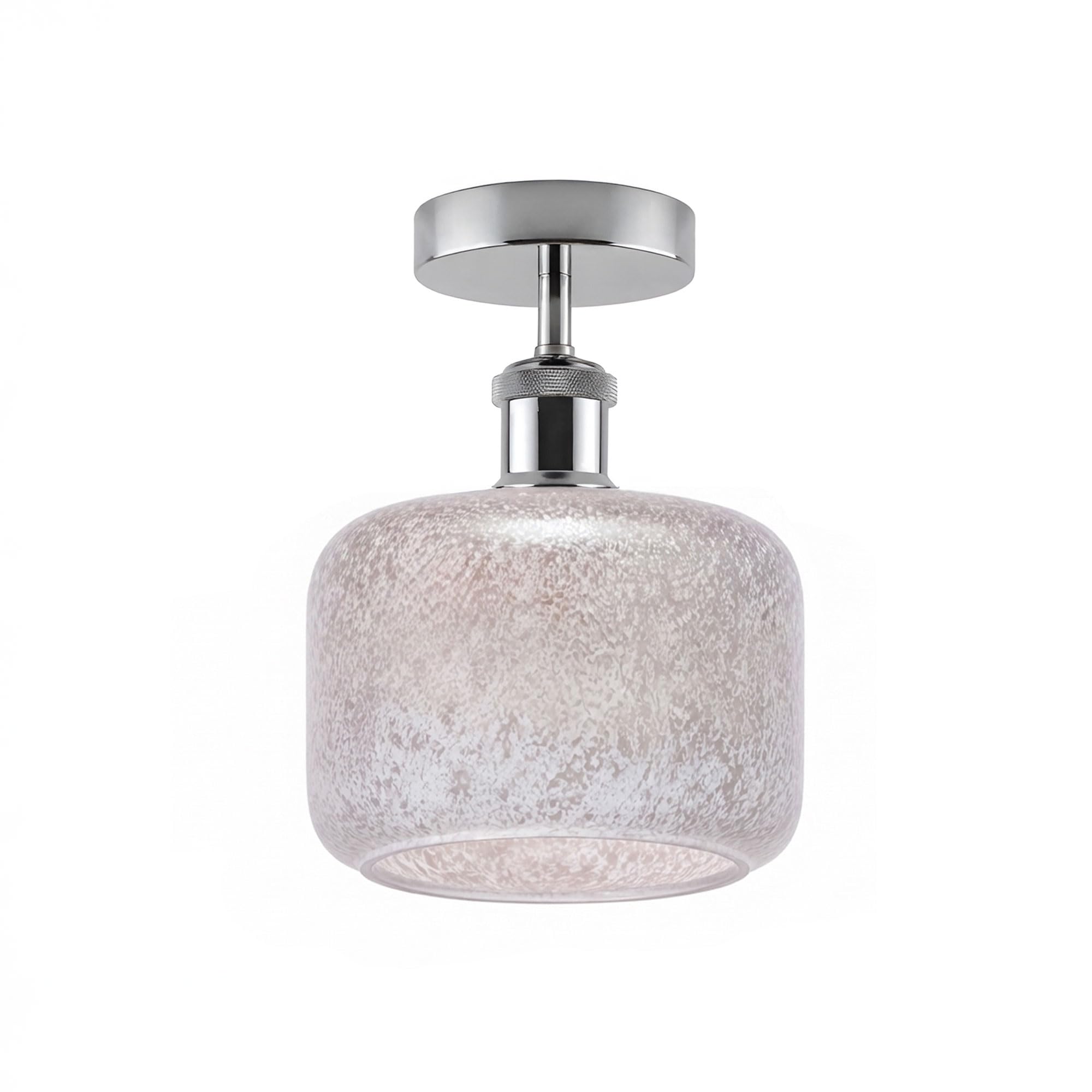 Modern Semi Flush Ceiling Light Chrome Fitting Textured Frosted Glass Shade ~1201