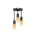 3 Light E27 Semi Flush Ceiling Light – Black Metal ~1224