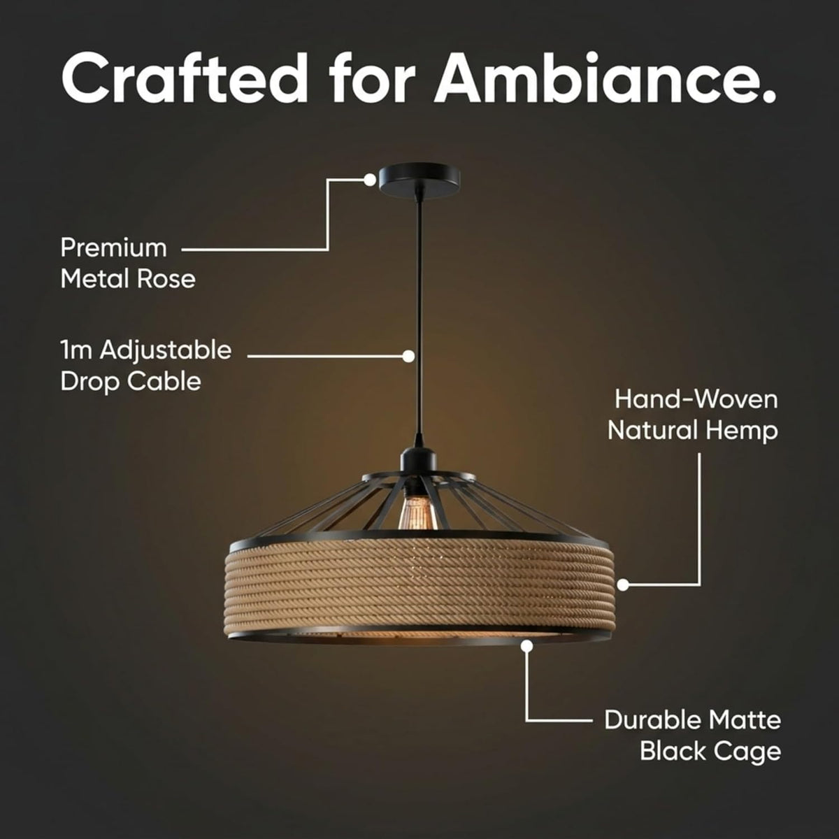 woven hemp rope hanging light
