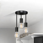 3 Light E27 Semi Flush Ceiling Light – Black Metal ~1224