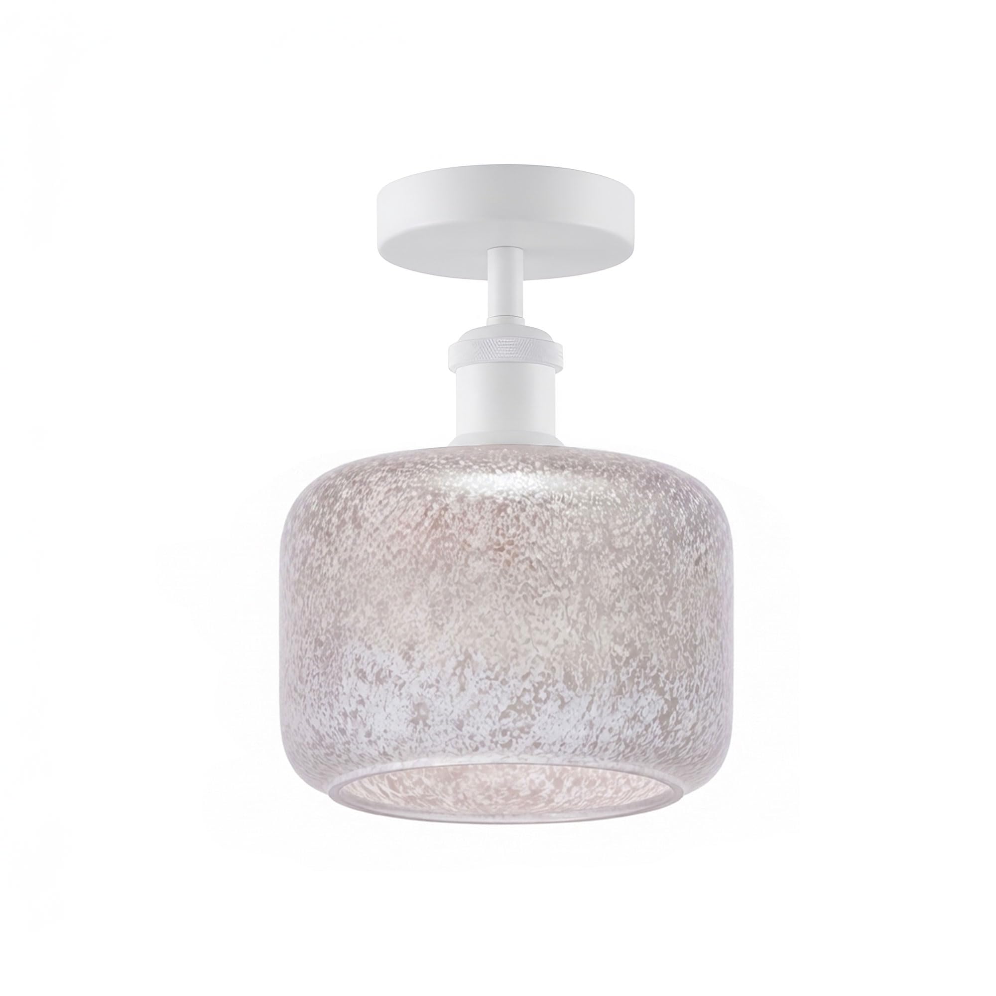 Modern Semi Flush Ceiling Light Chrome Fitting Textured Frosted Glass Shade ~1201