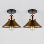 Modern Flush Mount E27 Flush Ceiling Light – Metal Cone Shade ~1218