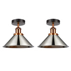 Modern Flush Mount E27 Flush Ceiling Light – Metal Cone Shade ~1218