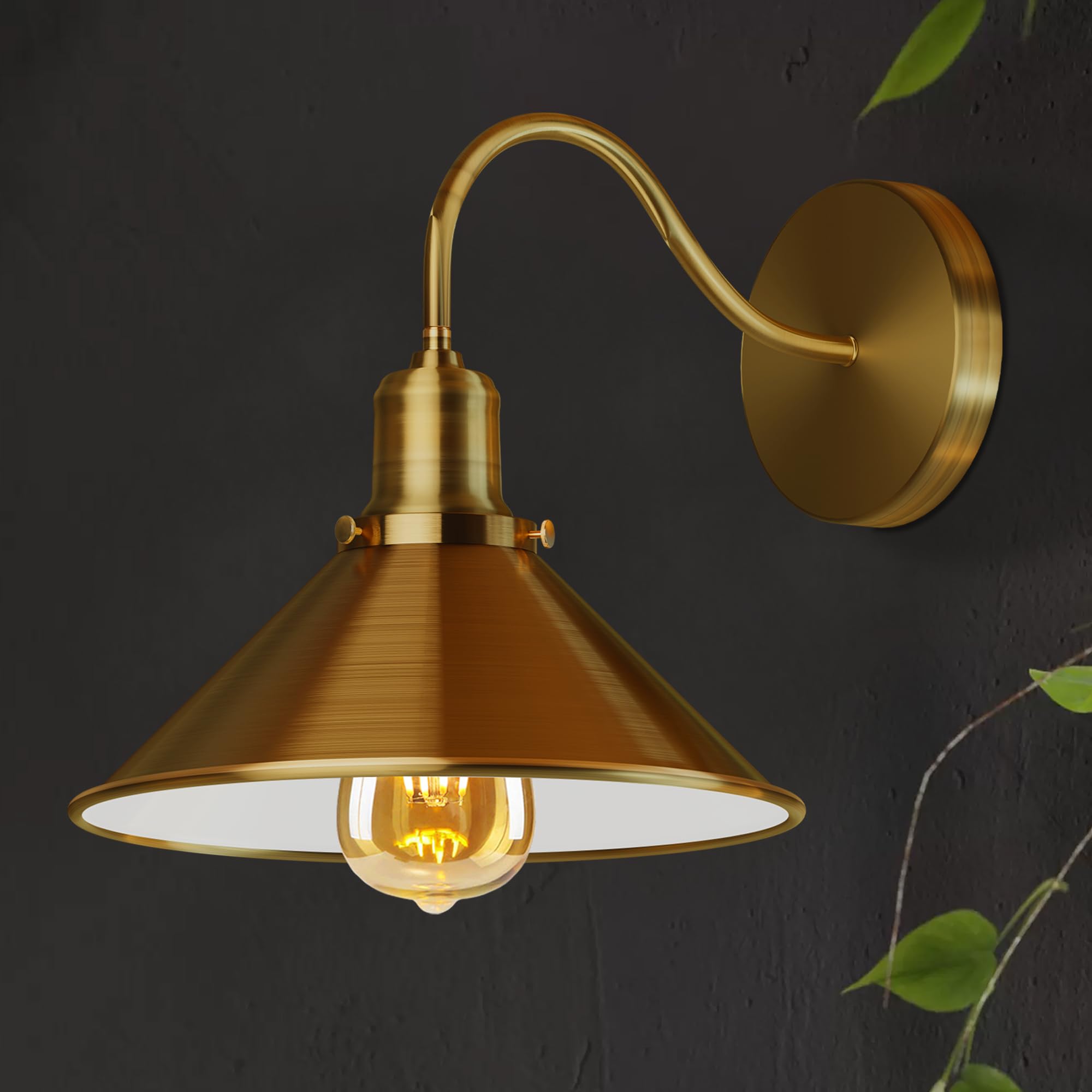 DC VOLTAGE Retro Swan Neck Wall Sconce | Yellow Brass Industrial Light ~1064