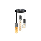 3 Light E27 Semi Flush Ceiling Light – Black Metal ~1224