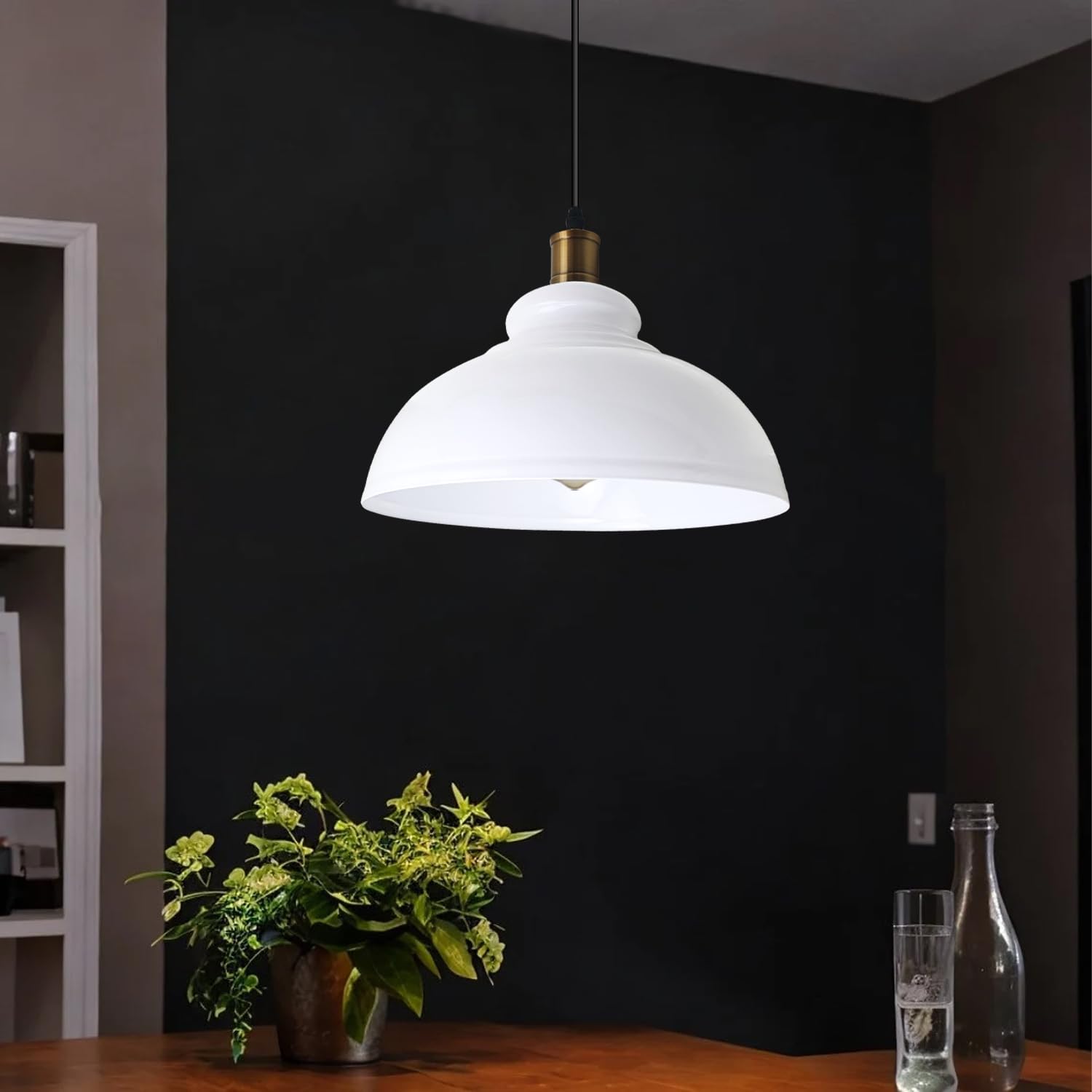 light large black shade brass