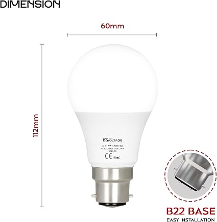 B22 A60 LED GLS Bulb 9W – 806lm 6400K Cool White ~1225