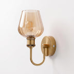Arm Fitting Amber Glass Vintage Wall Sconce Light E27 ~1191