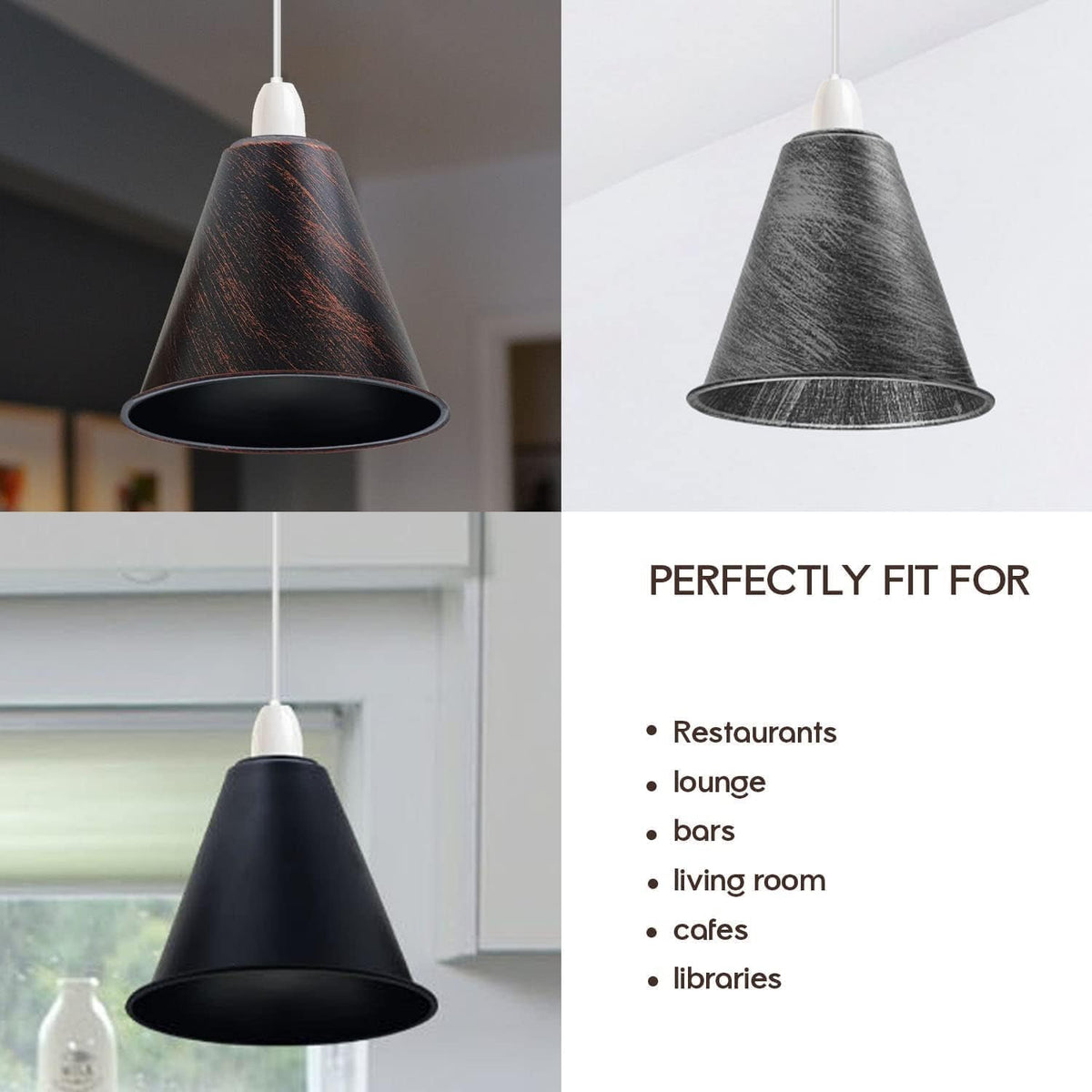 DC Voltage 18cm Metal Cone Lampshade E27/B22 ~1216