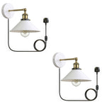 2 Pack Industrial Plug-In E27 Wall Light with Dimmer Switch – 2m Cord ~1205