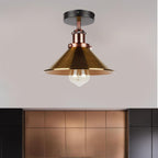 Modern Flush Mount E27 Flush Ceiling Light – Metal Cone Shade ~1218