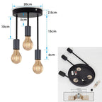 3 Light E27 Semi Flush Ceiling Light – Black Metal ~1224