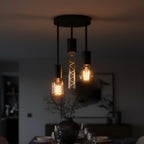 3 Light E27 Semi Flush Ceiling Light – Black Metal ~1224