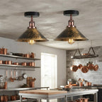 Modern Flush Mount E27 Flush Ceiling Light – Metal Cone Shade ~1218
