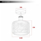 Modern Semi Flush Ceiling Light Chrome Fitting Textured Frosted Glass Shade ~1201