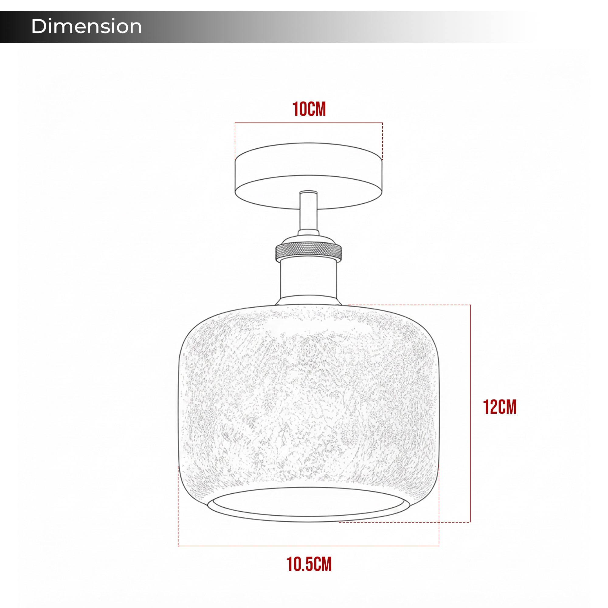 Modern Semi Flush Ceiling Light Chrome Fitting Textured Frosted Glass Shade ~1201