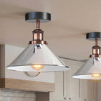Modern Flush Mount E27 Flush Ceiling Light – Metal Cone Shade ~1218