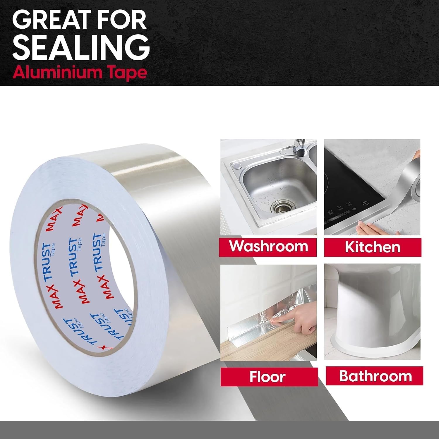 Self Adhesive Aluminium Foil Tape 75mm x 45m HVAC Duct Heat Resistant ~1203