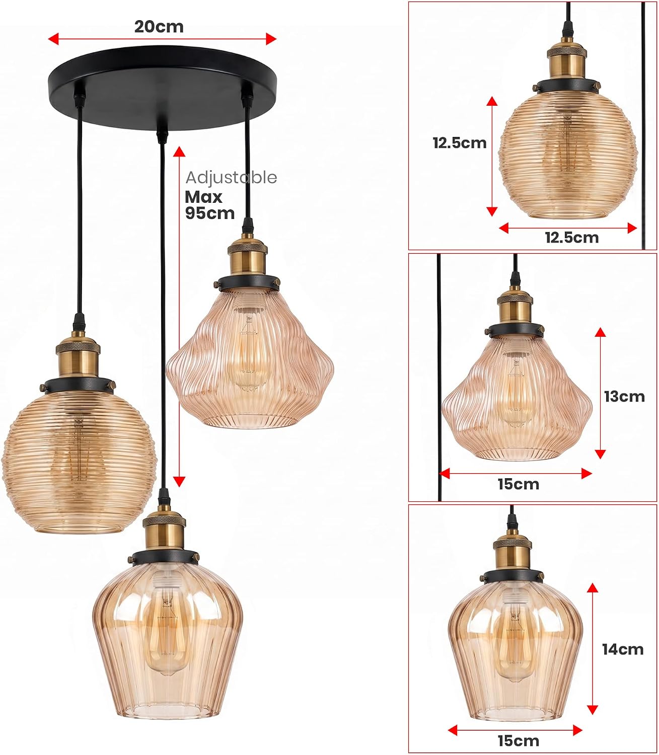 Glass Pendant Ceiling Light Fixture ~1190