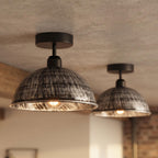 Vintage Industrial Semi-Flush Mount Metal Dome Ceiling Lights