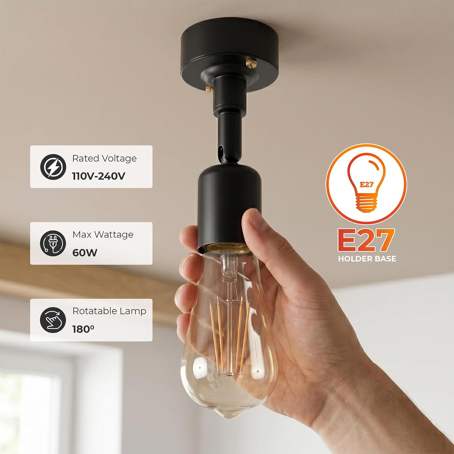 black ceiling mount fixture