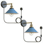2 Pack Industrial Plug-In E27 Wall Light with Dimmer Switch – 2m Cord ~1205