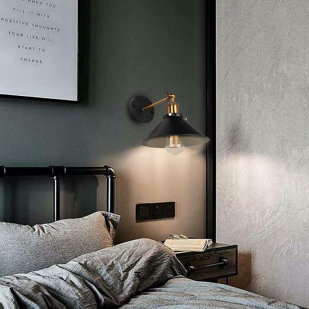 Industrial Metal Wall Sconce – Vintage Cone Shade E27 Fixture ~1070